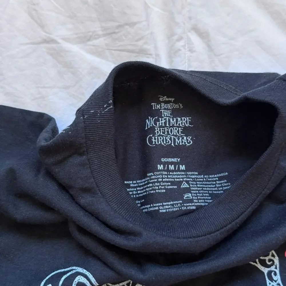 Nightmare before christmas black graphic tee sz m whimsigoth emo hot topic‎